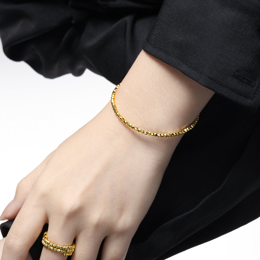 Fashion Irregular Geometry Women Carved 925 Sterling Silver Open Bangle